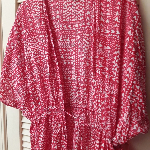 Red Hearts Victoria Secret Kimono Cardigan Top - Picture 7 of 8